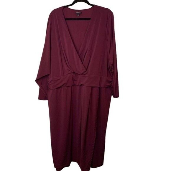 Torrid Plum Faux Wrap Dress 3/4 Sleeve Purple V-Neck Plus Size 6x (30) - Picture 1 of 8